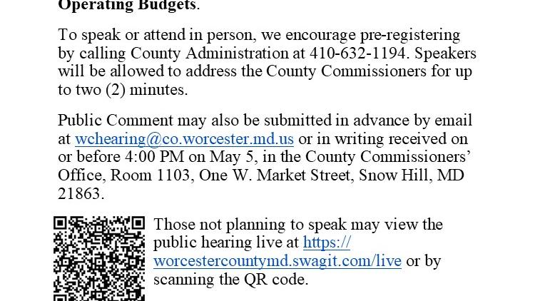 QR Code Public Hearing May 6th