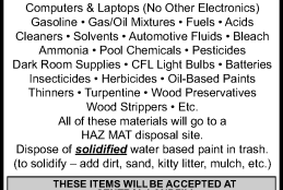 Household Hazardous Waste Collection Day on Saturday, November 1, 2025