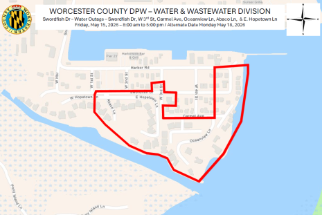 Swordfish Drive Water Outage Area Highlighted